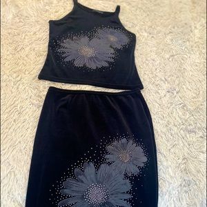 Two piece velour dress